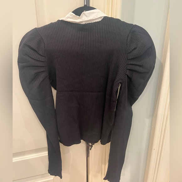 Embroidered Collar Knit Cardigan | Black Collared Cardigan - Picture 8 of 8